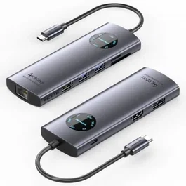 Vention TQUHB Hub USB Tipo C 7 en 1 HDMI 4K DisplayPort USB RJ45 Lector Tarjetas Gris